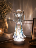Rękodzieło lampka szklana nocna LED Angel Aniołek biały 17 cm
