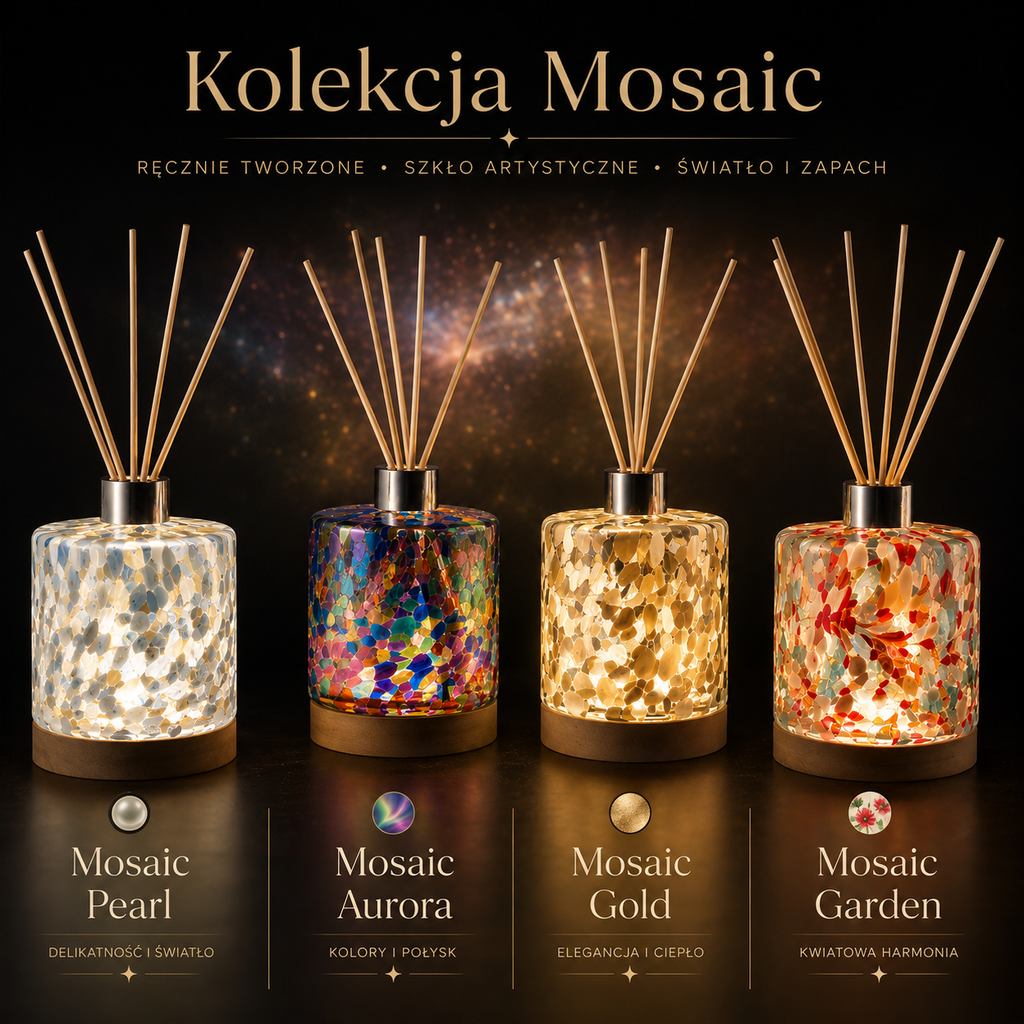 Mosaic Aurora LED okrągły - podświetlany dyfuzor zapachowy LED Ręcznie wykonany