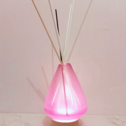 Rękodzieło szklany dyfuzor LED Różowy Art Deco lampka USB 12 cm
