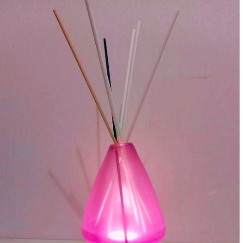 Rękodzieło szklany dyfuzor LED Różowy Art Deco lampka USB 12 cm