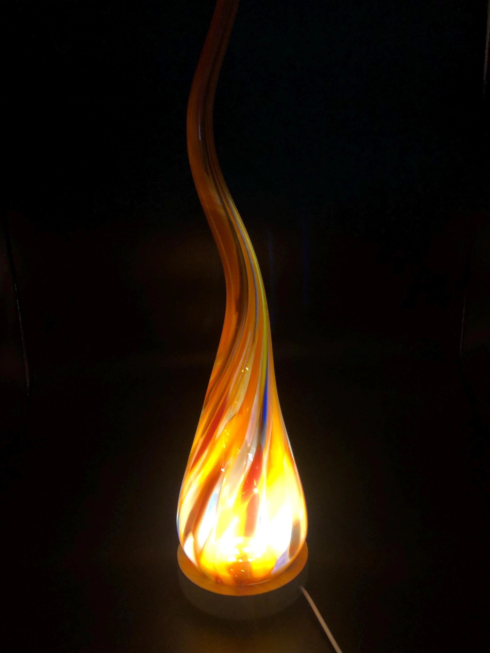 Rękodzieło lampka szklana nocna Szpic Świetlny- Prestige Ember