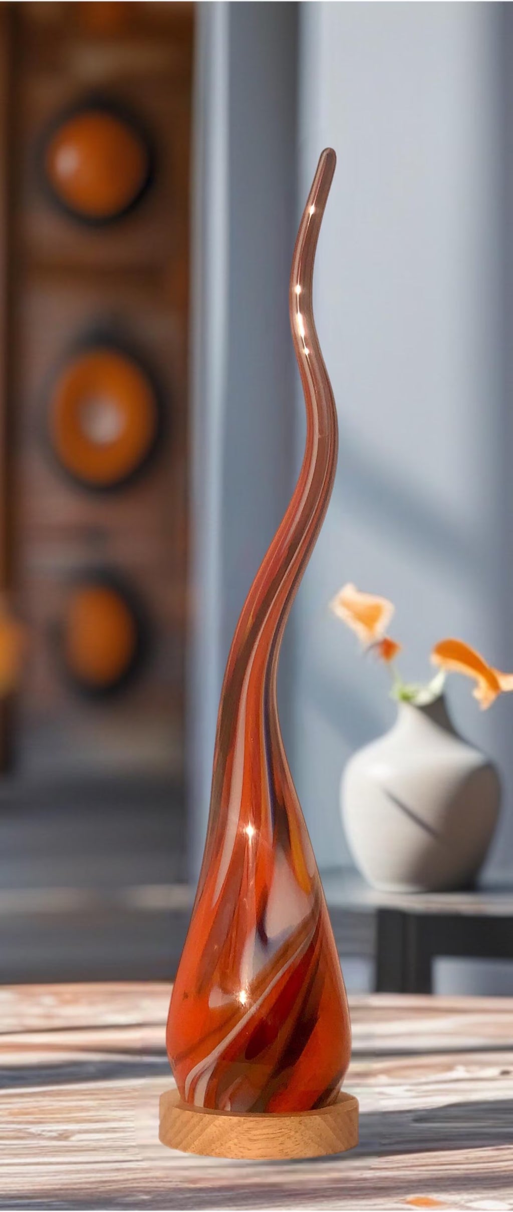 Rękodzieło lampka szklana nocna Szpic Świetlny- Prestige Ember