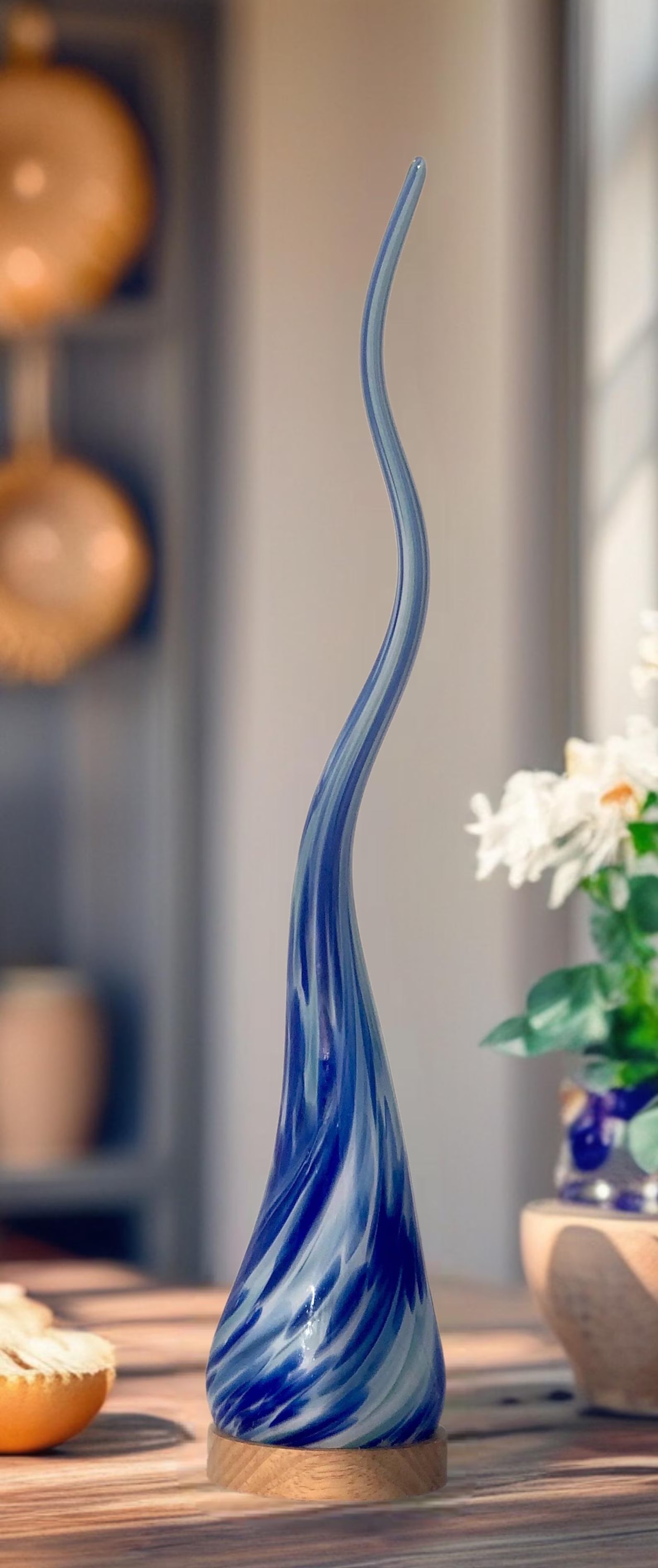 Rękodzieło lampka szklana nocna Szpic Świetlny- Prestige Ocean