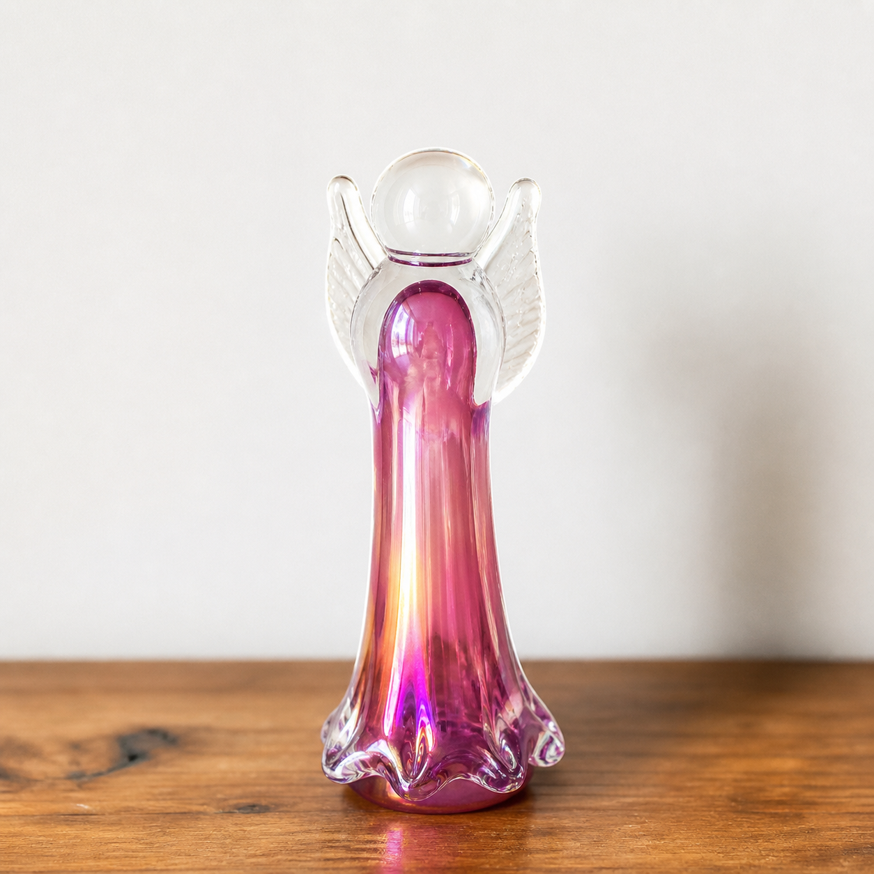 Rękodzieło szklany aniołek Angel różowy Dekoracja Premium 17 cm