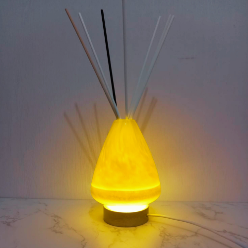 Rękodzieło szklany dyfuzor LED Pomarańcz Art Deco lampka USB 12 cm (Kopia)