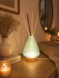 Rękodzieło szklany dyfuzor LED Turkusowy Art Deco lampka USB 12 cm