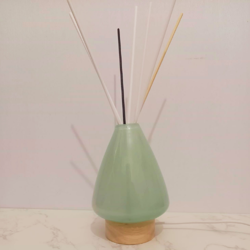 Rękodzieło szklany dyfuzor LED Turkusowy Art Deco lampka USB 12 cm