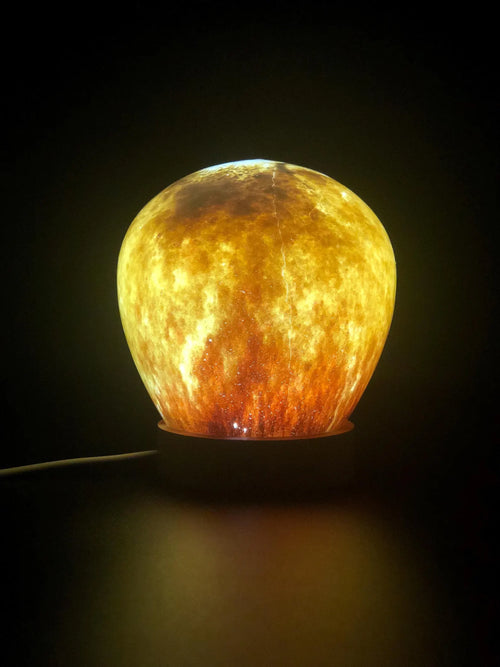Lampka szklana nocna Galaxy Amber LED USB  Ręcznie wykonana 12 cm