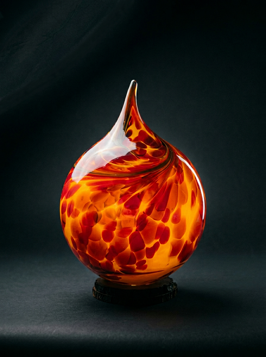 Rękodzieło Lampka szklana LED lampka nocna Drop Amber 12 cm – kolorowa lampka nocna