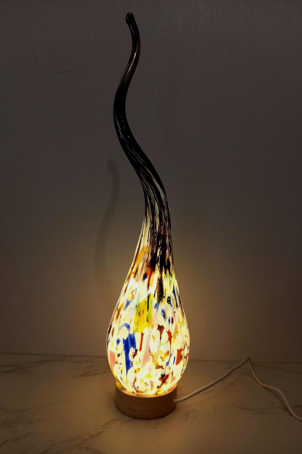 Rękodzieło lampka szklana nocna Szpic Świetlny- Prestige Nebula