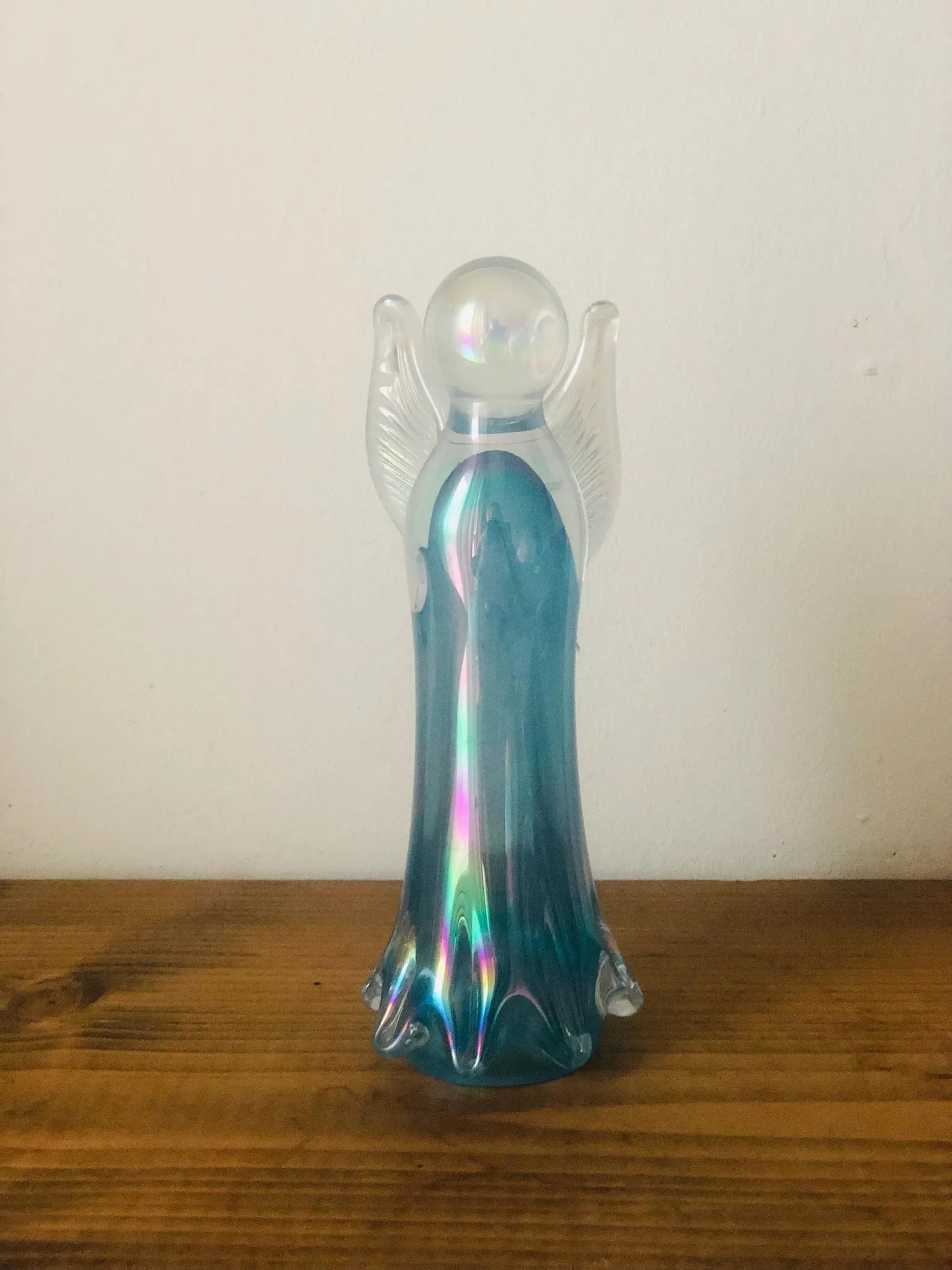 Rękodzieło szklany aniołek Angel niebieski Dekoracja Premium 17 cm