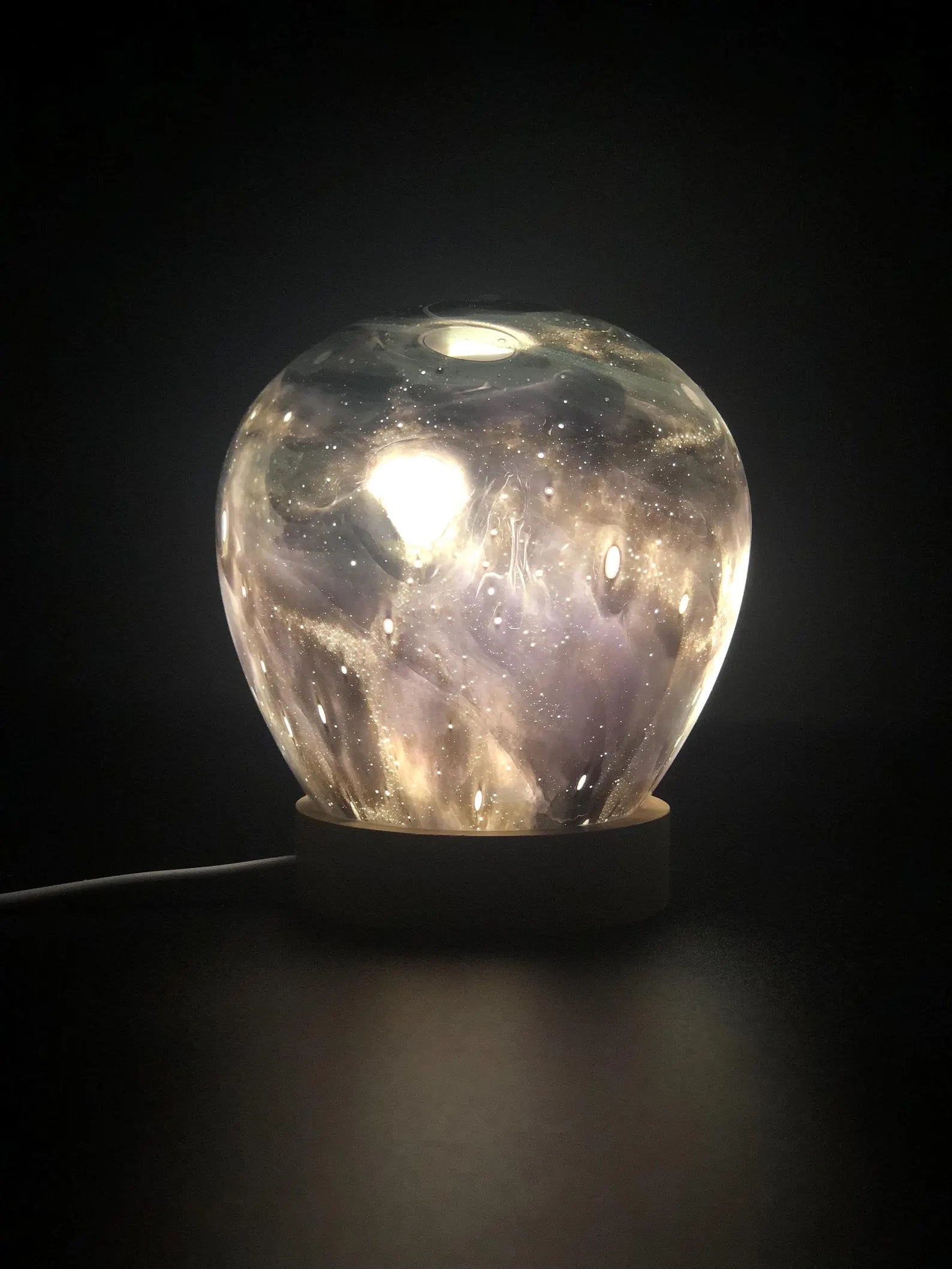 Ręcznie wykonana lampka ze szkła LED lampka nocna  12 cm Galaxy Luna