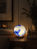 Rękodzieło lampka szklana nocna LED Kula Blue Ocean 12 cm