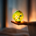 Rękodzieło lampka Green Light szklana nocna LED Zielona Kula 12 cm