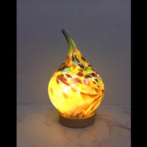 Lampka szklana LED Drop Fiesta 12 cm – Ręcznie wykonana kolorowa lampka nocna